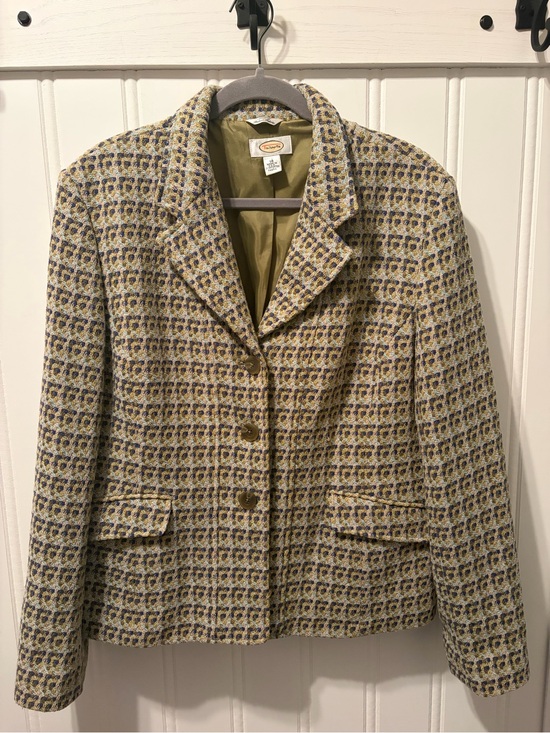 Talbots Jackets & Blazers - Vintage Talbots Wool Blend Olive Blue Italian Fabric Size 18